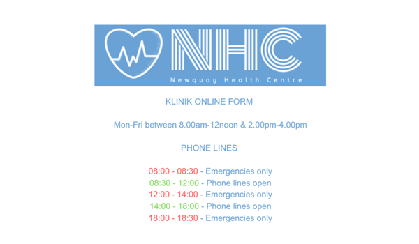 Opening hours klinik and phones 1